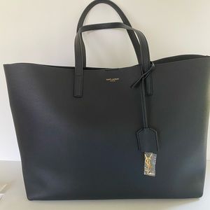 Saint Laurent YSL Shopping Leather Tote Navy